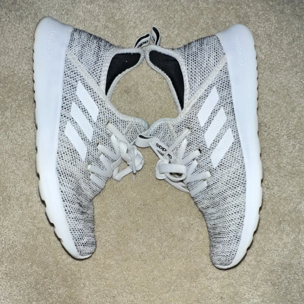 Adidas Cloudfoam Pure Women Running Shoes White Black Knit DB0695 Size 7